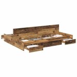 2 places - cadre de lit modernedouble - vidaxl - avec tiroir - avec rangement bois ancien - 140x190 cm ...