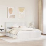2 places - cadre de lit et t�te de lit modernedouble - vidaxl - blanc 180x200 cm - pin massif fr 002197189 ...