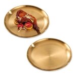 2 plateau rond dor� 20cm - inox - decoratif
