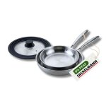 2 po�les 24 cm et 26 cm inox 18 / 10 triply et couvercle fackelmann vita3