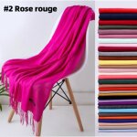* 2 rose rouge foulard foulard imitation cachemire de couleur unie
