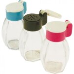 2 salires poivrires colores 8cm botes  epices en verre avec couvercle clapet