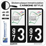2 stickers plaque immatriculation auto 973 guyane - lt ii carbone - style