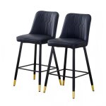 2 tabourets de bar - cuir pu noir - avec repose - pieds confortable - 42 x 45 x 100 cm multicolore chaise ...