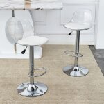 2 tabouret de bar - dossier transparent - r�glable en hauteur - 40. 5x40. 5x82 - 104cm - 120kg - argent� ...