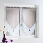 Voilages bicolores pompons - douceur dinterieur - 120x60cm - blanc - gris