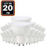 Ampoule led gu10 - europalamp - 7w - blanc chaud 3000k - lot de 20 - 40w �quivalent