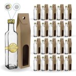 20 bouteilles en verre 250ml avec bouchon a vis dor avec bec verseur + 20 botes huile dolive vinaigre ...
