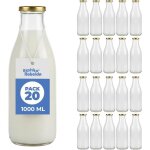 20 bouteilles en verre vides de 1000 ml - bouteilles en verre pour jus lait barbecue sauces - id�ales ...