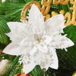 Fleurs artificielles - non spcifi - poinsettia - 20 pcs - blanc - dcoration de nol scintillante