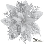 20 pices fleur de nol pour sapin avec clip artificielles glitter sapin de scintillantes pour guirlande ...