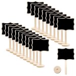 20 pieces mini tableau noir ardoise craie bois portable petit ardoise avec support panneaux � message ...