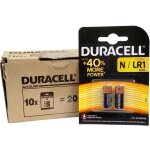 20 piles alcalines duracell security lr1 15v mn9100 bo�te de 10 x 2 blisters