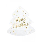 20 serviettes en papier sapin merry christmas blanc et or 16 x 165 cm - blanc