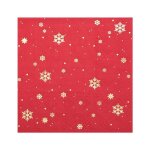 20 serviettes de table jetable cocktail papier flocons or 25cm rouge