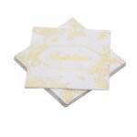 20 serviettes de table jetable papier bapt�me 3 plis 33cm or m�tal