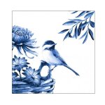 20 serviettes de table jetable papier oiseau bleu 33cm