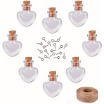 20 sets coeur fioles flacons mini bouteilles en verre avec bouchon en lige et tige a vis en fer et 30m ...