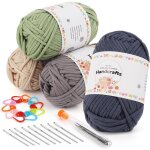 200g pelote de laine pour crochet fil coton pour crochet avec des mailles bien visibles gris + vert + ...