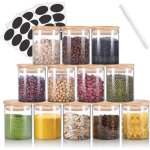 200ml bocaux à Épices ensemble de 12 pots à Épices en verre circulaire avec couvercle en bambou pour ... 200ml bocaux à Épices ensemble de 12 pots à Épices en verre circulaire avec couvercle en bambou pour ...