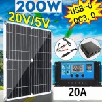 200w 12v kit de panneau solaire chargeur de batterie + 20a contrleur + chargeur de voiture