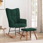 Promo 2026 chaise � bascule 61x78x98 cm - rocking chair / fauteuil de relaxation avec repose - pied vert ...