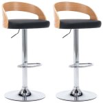 Neuf 2026 chic chaises de bar sweety tabourets haute set de 2 noir similicuir et bois courb� 46. 5x45x(80 ...