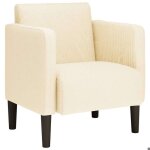 Neuf 2026 chic chaise de canap� sweety fauteuil 1 place accoudoirs cr�me 54 cm tissu velours c�tel� ff5443 ...