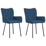 Neuf 2026 chic chaises � manger sweety pour cuisine set de 2 bleu tissu 55x58x82 cm ccc862