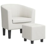 Neuf 2026 chic chaise simple sweety fauteuil de salon 1 place avec repose - pied blanc similicuir 70x56x68 ...