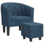 Neuf 2026 chic chaise simple sweety fauteuil de salon 1 place avec repose - pied bleu fonc� velours 70x56x68 ...