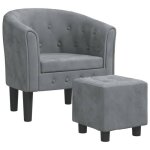 Neuf 2026 chic chaise simple sweety fauteuil de salon 1 place avec repose - pied gris fonc� velours 70x56x68 ...
