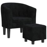 Neuf 2026 chic chaise simple sweety fauteuil de salon 1 place avec repose - pied noir velours 70x56x68 ...