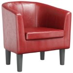 Neuf 2026 chic chaise simple sweety fauteuil de salon 1 place rouge bordeaux similicuir 70x56x68 cm ff4648 ...