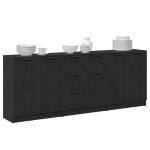 2026 d�t�enfilade de rangement noir - buffet 3 pcs - meuble de salon - ch�ne noir - 180x30x70cm - bois ...
