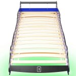 2026 d�t�@lit denfants fille et gar�on lit voiture de course pour enfants avec led 90x200cm bleu7109