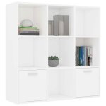 Promo 2026meuble de rangement - blanc biblioth�que - clarence - pour salon - blanc 98 x 30 x 98cm bois ...