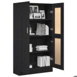 Promo 2026meuble de rangement - noir biblioth�que - clarence - pour salon - ch�ne noir 825 x 305 x 150cm ...