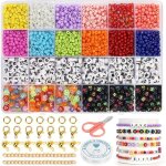 Kit de fabrication de bracelets - non spécifié - 2040 perles de millet - 12 couleurs - perles de lettres ... Kit de fabrication de bracelets - non spécifié - 2040 perles de millet - 12 couleurs - perles de lettres ...