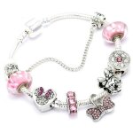 20cm mickey bracelet charmes de bijoux argent sterling 925 / 1000 bijoux femme rose cristal pandora style ...