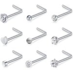 20g 9 - 15 pices piercing nez studs anneaux vis acier chirurgical femme homme l forme droit nez stud ...