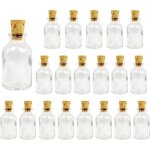 20x mini bouteille en verre 20 ml avec bouchon en lige - petit flacon pour diffuseur cadeaux de mariage ...