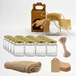 20x pot en verre carr pour pices 100ml avec couvercle + 20 botes + 20 tiquettes kraft + tissu et ...