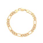Bracelet - homme - maille figaro - triple - 20 cm - 6 mm - plaqu or jaune 585 / 1000 - 3 microns