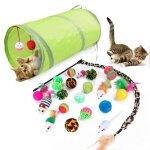21 set kit pour animaux de compagnie tunnel pliable jouet pour chat canal amusant balles de plumes chaton ...