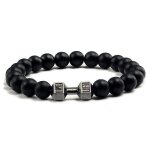 21cm - arme noire - matte - bracelet perl pour hommes pierre de lave noire naturelle haltre bracelets ...