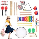 22 pièces instrument de musique en bois pour enfant jouets de percussions avec xylophone tambourin triangle ... 22 pièces instrument de musique en bois pour enfant jouets de percussions avec xylophone tambourin triangle ...