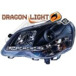 2205885 paire de feux phares daylight led noir pour vw polo 9n de 2005 a 2009