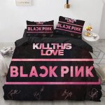 220x240cm - blackpink parure de lit avec housse de couette et taie doreiller - impression num�rique 3d[n66] ...