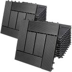 22x dalles de jardin clipsables en bois composite wpc anthracite 30 x 30cm type mosa�que rev�tement de ...